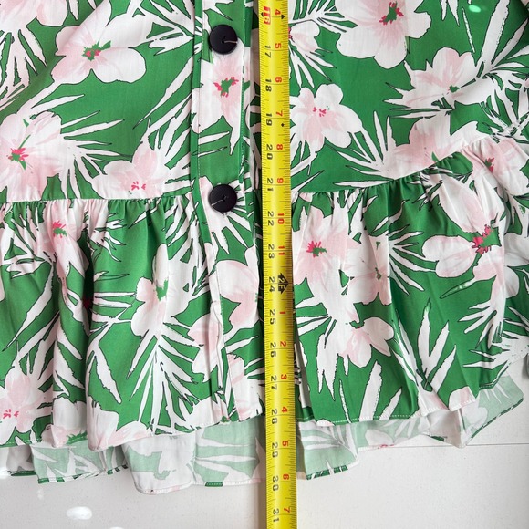 Pari Passu Kelly Skirt Green Floral Button Front Ruffle Hem Midi Skirt Size 22 - Picture 7 of 8
